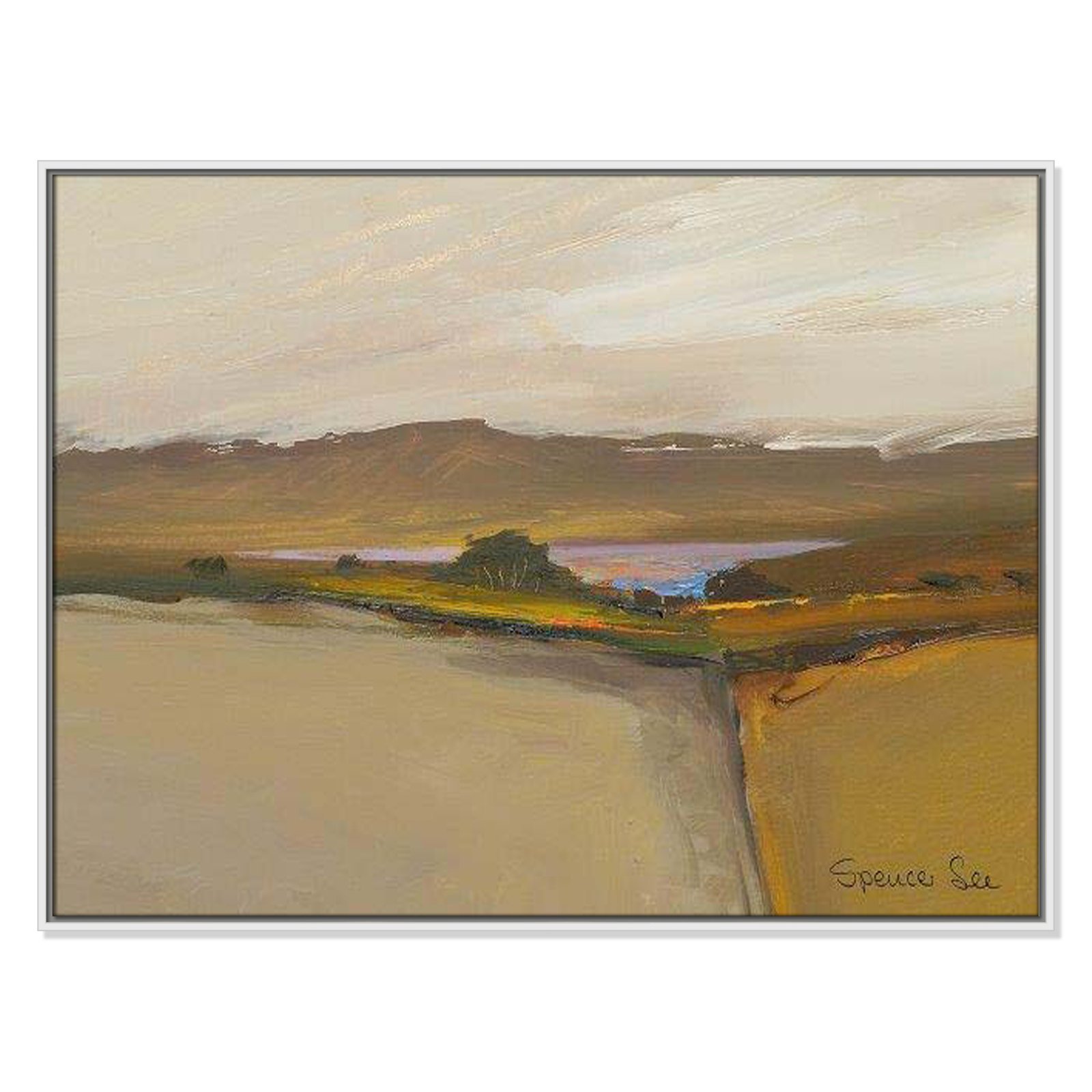 Heaven And Earth IV by Spencer Lee, 31.5'' H x 41.5'' W x 2'' D, White Framed