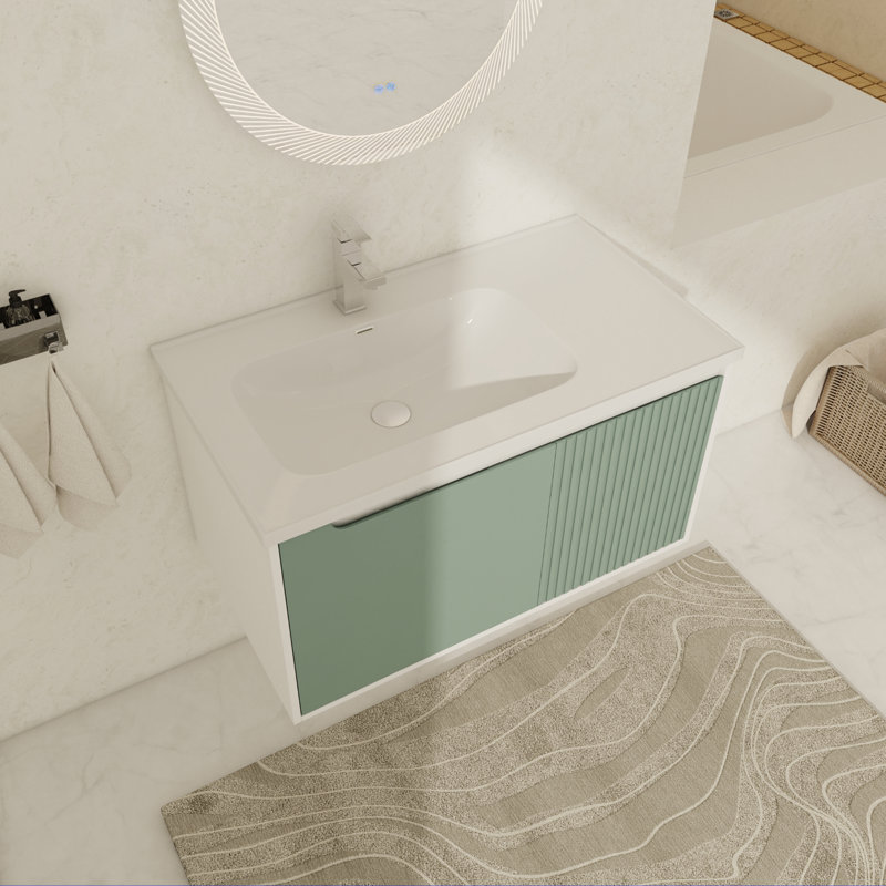 Kerriann 35.63'' Single Bathroom Vanity with Ceramic Top