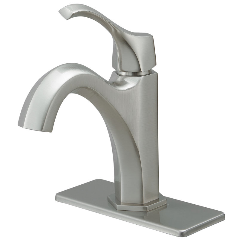 Single-Hole Single-handle Bathroom Faucet with Drain Assembly, Brushed Nickel