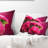 Pink Flowers of Asters on Red - Floral Printed Throw Pillow