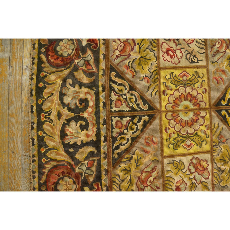Square Shape Room Size Antique European Flowers French Needlepoint Carpet