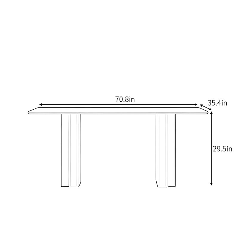 Table de salle à manger rectangulaire French French, H 29,5 po x L 70,8 po x l 35,4 po