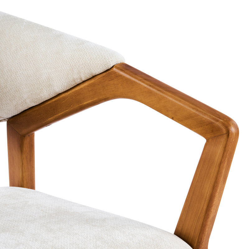 Ensemble de chaises de salle à manger en chenille beige, structure en bois, design moderne, pour la cuisine et la maison