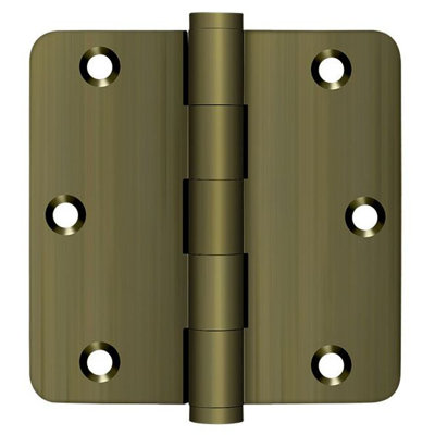 Deltana DSB35R45 3-1/2" x 3-1/2" x 1/4" Radius Hinges in Antique Brass Pair