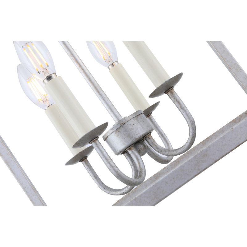 Lustre carré à 4 lumières Tankersley, Argent rétro