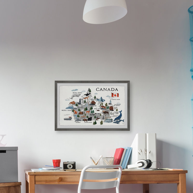 «Canadian Map», reproduction encadrée, H 20 po x l 30 po x P 1,5 po