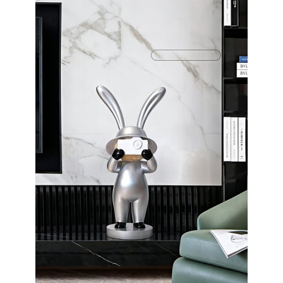 Camera Holding Cartoon Rabbit Tabletop Sculpture Modern Indoor Home Decor Statue