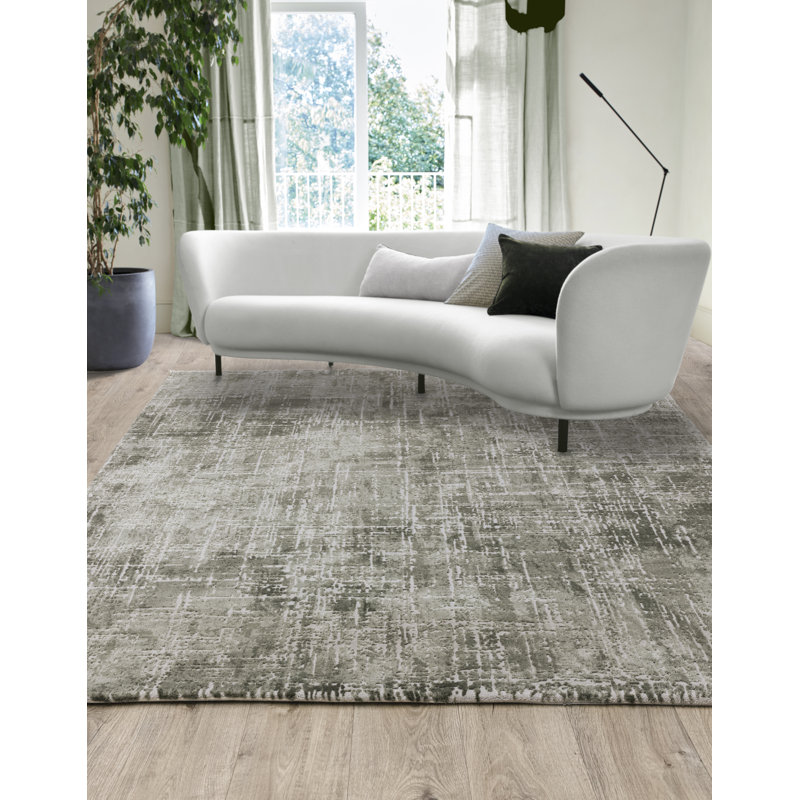 Abrienne Soft Shiny Modern Green Rug, Rectangle 160 x 230cm