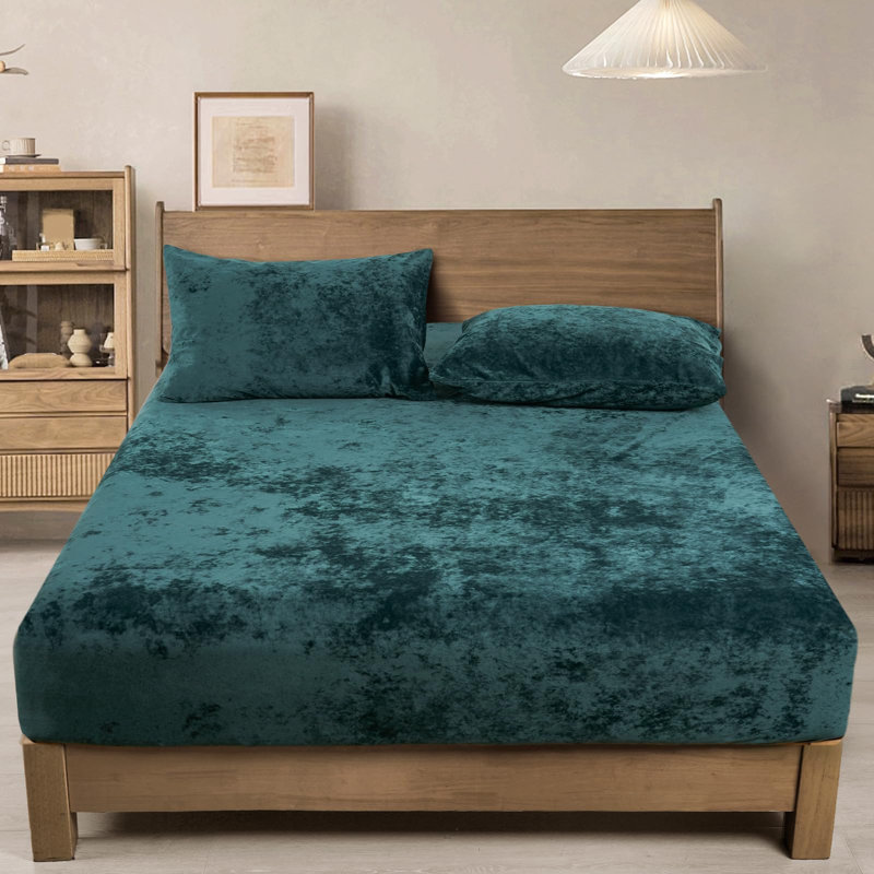 PHF Truly Velvet Fitted Sheet, Luxury Super Soft Cozy Fuzzy Fleece Bottom Sheet, Deep Pocket Up to 16",Strenghth Elastic Band, Suitable for Fall Winter Spring,No Pillowcases