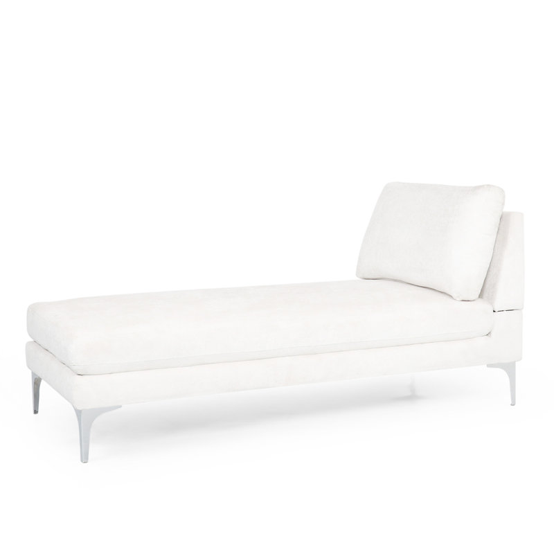 Chaise longue gracieuse en tissu, 66 po Profondeur, 29,5 largeur, hauteur 32,5 avec tissu lisse et fin, P 64,09 po x l 30,11 po H 32,02 po