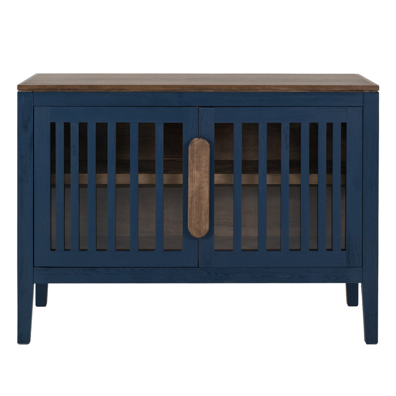 Buffet Maltie, 2 portes, bois, 54 po, Brun / bleu indigo