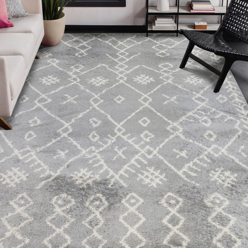 Tapis gris / ivoire Germnico, Rectangle 8 pi 3 po x 11 pi 6 po