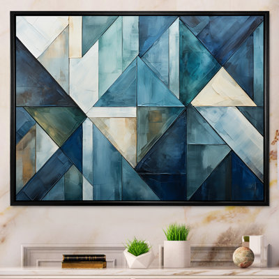 Nautical White And Blue Geometry Shapes I - Geometric Wall Art
