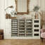 Commode 25 tiroirs avec façade en acrylique et poignées dorées - Grande commode de rangement pour la chambre à coucher