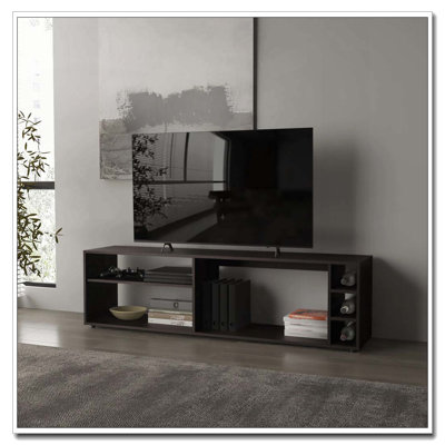 Wengue TV Stand for 70" Screen with Open Storage and Melamine Finish