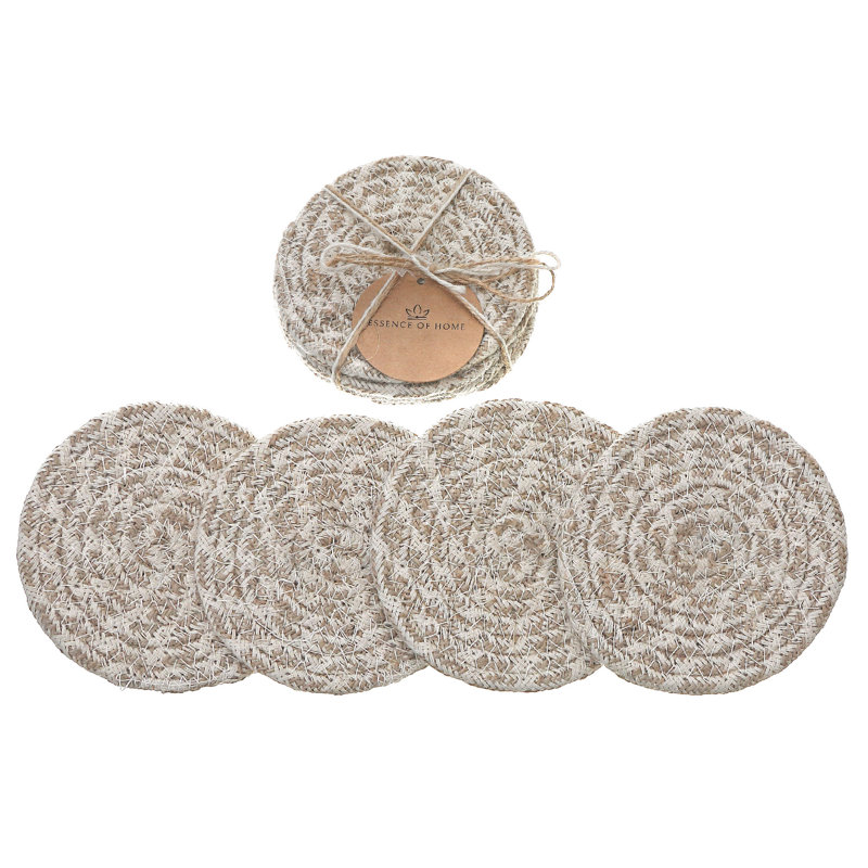 Ih Casadecor Cotton Round 4 Piece Coaster Set