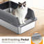 Bac à litière pour chat fabriqué en acier inoxydable et en ABS, à haut côtés pour arrêter les fuites, crochet inclus, odeur, lavable, profondeur de 23,32 po, largeur de 14,18 po, hauteur de 10,15 po, 3,32 lb avec design, pour le rangement