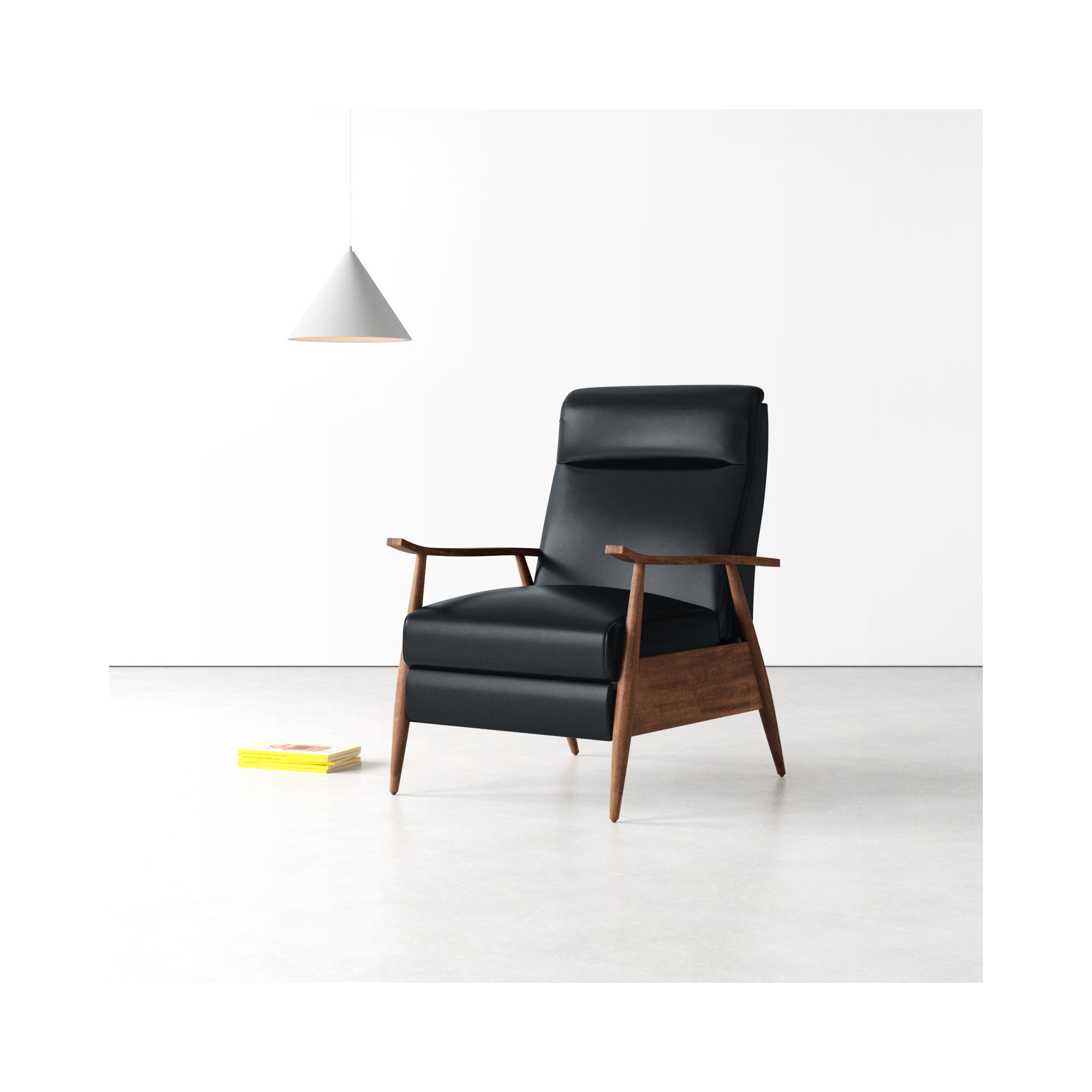 Imona 30" Wide Leather Recliner, Black Faux Leather