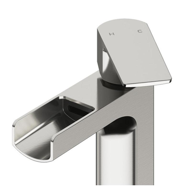 Robinet de salle de bain monotrou avec ensemble de drain Agnes Series, Nickel brossé