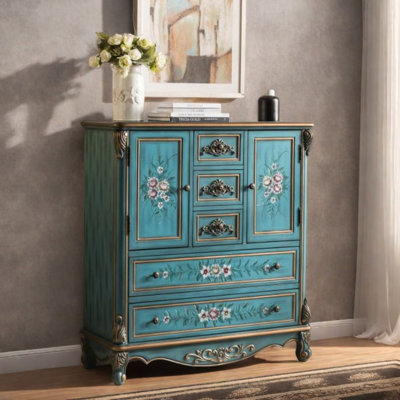 Retro multi-functional painted accent cabinet