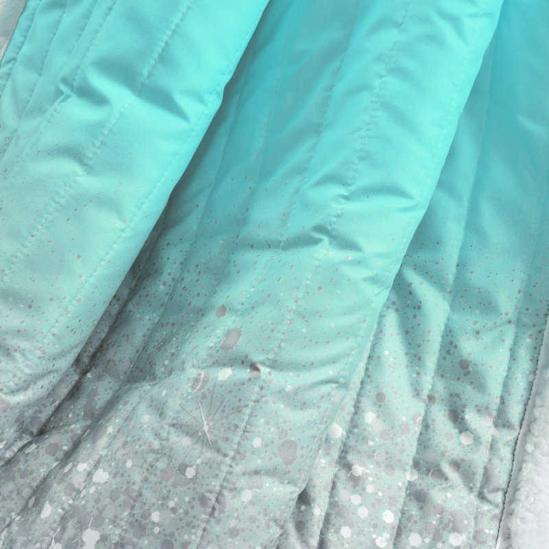 Jeté 100% coton scintillant, Turquoise / gris