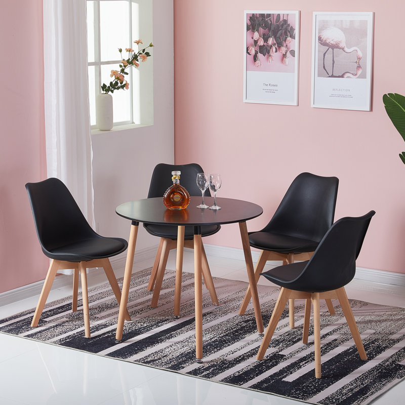 Bowdoin Round Solid Wood Dining Table, Black