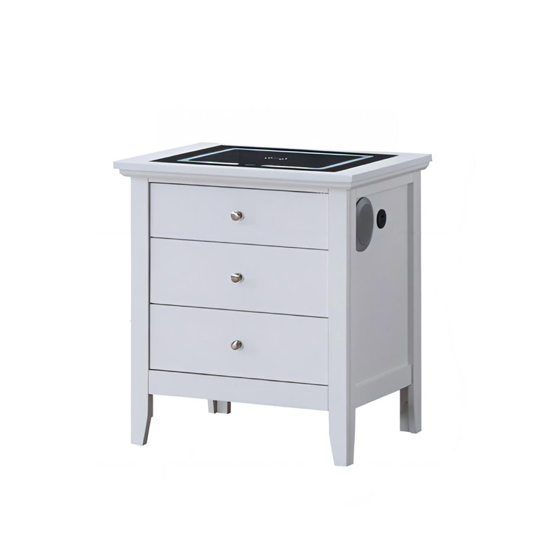 Table de chevet 3 tiroirs Hammond G5490-N2-SMART Blanc