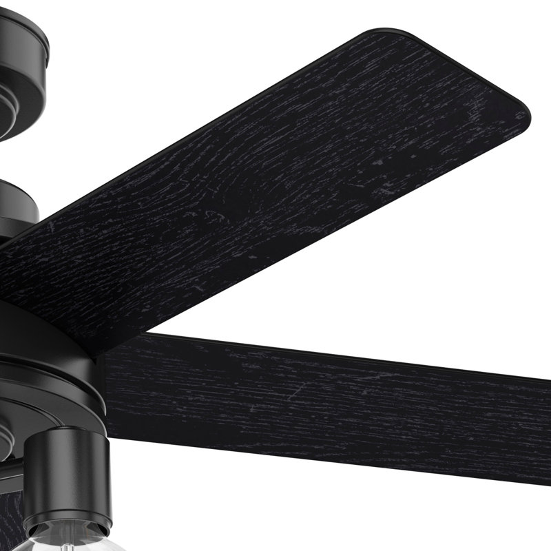 Matte Black 44" Ceiling Fan with LED Light and Remote Control