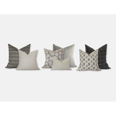 Textileish Sectional Sofa Pillow Covers, Neutral Pillow