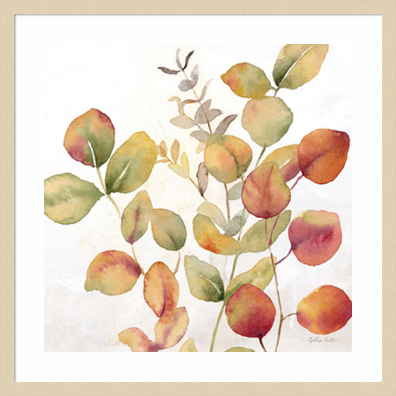 «Eucalyptus Leaves Fall I» par Cynthia Coulter, reproduction d'art sur bois encadrée, H 25 po x l 25 po
