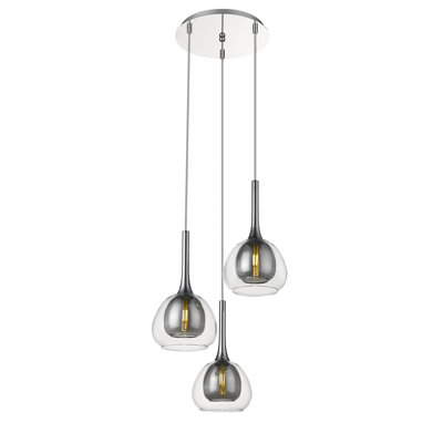 Wedigo 3 - Light Clear/Smoke Grey Cluster Pendant