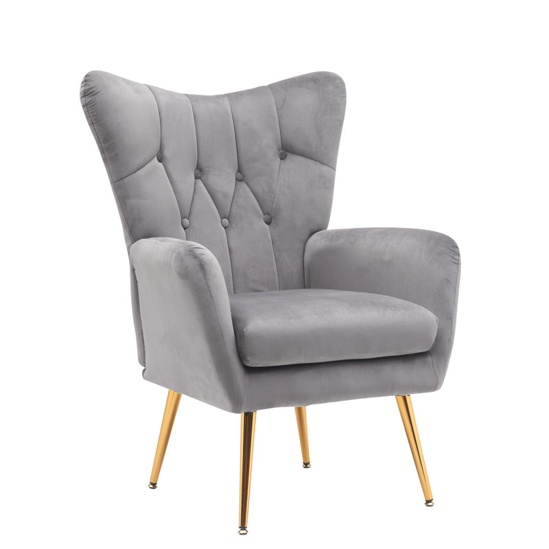 Fauteuil à oreilles 28,5 po Agne, Velours gris