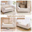 Banc de rangement moderne Lunara 66"W, capitonné, motif Teddy, à placer au pied du lit, avec pieds dorés, poche pour accoudoir et 2 coussins.-343922331-346524067