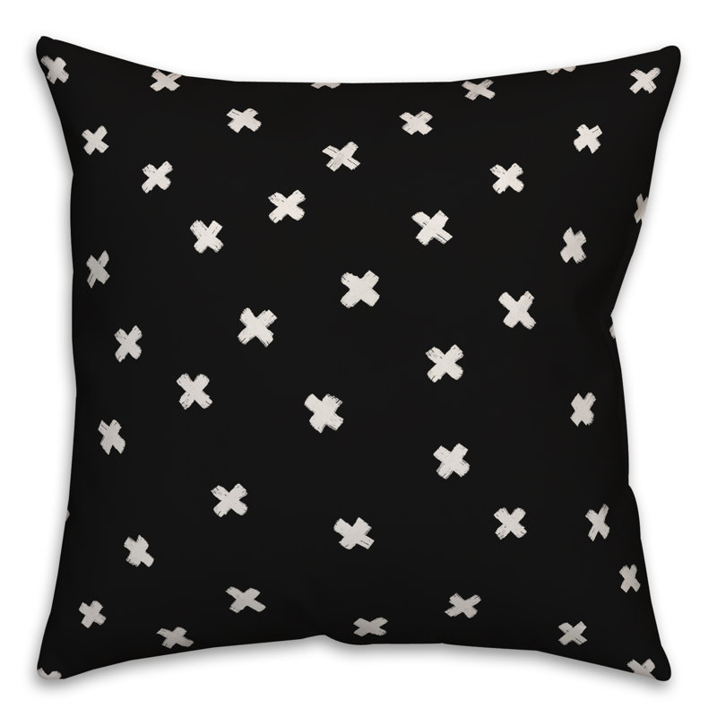 Polka Dots Reversible Throw Pillow, 20" x 20", Black/White Geometric 2