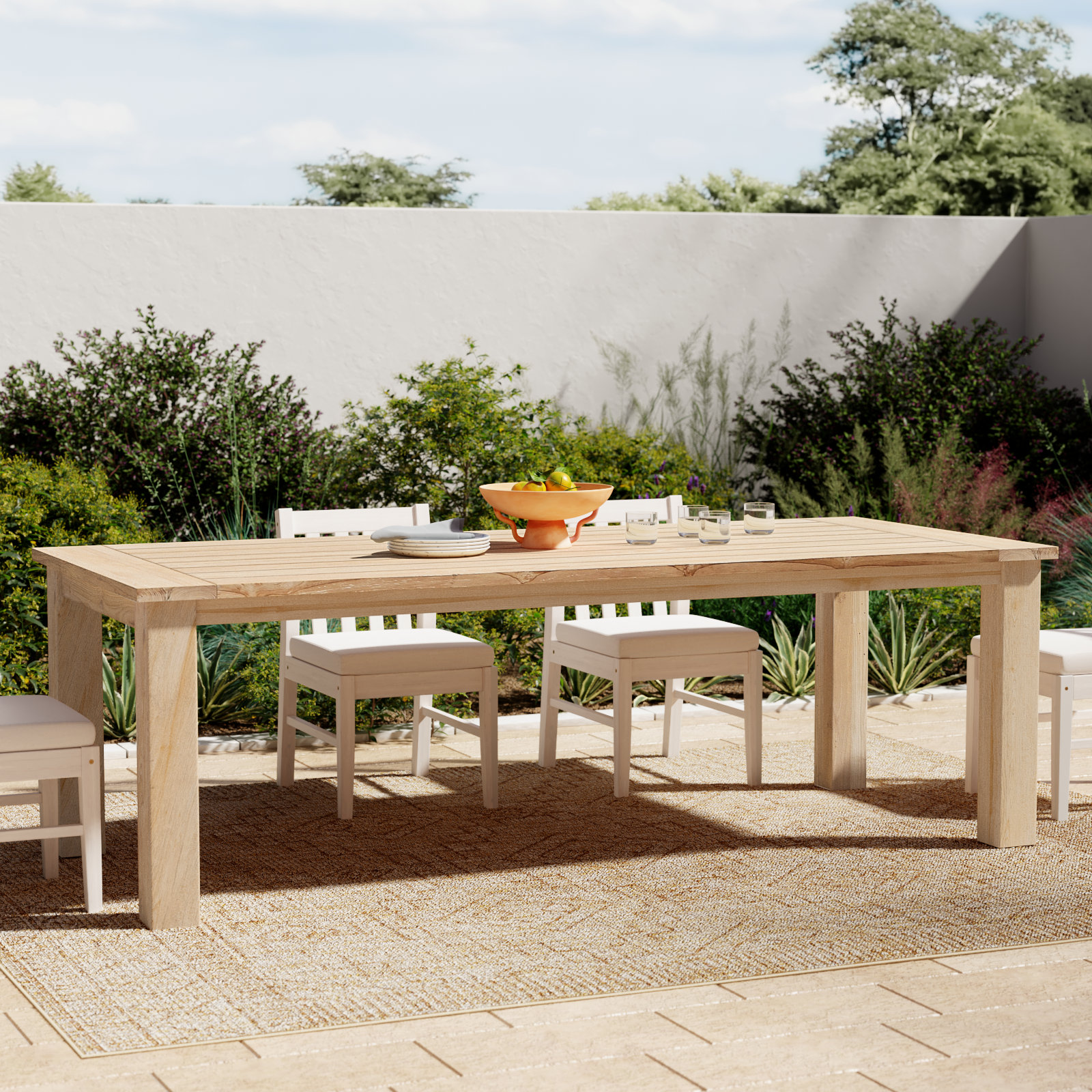 Morones 94" Teak Wood Dining Table, 40" W x 94" L x 30.3" H