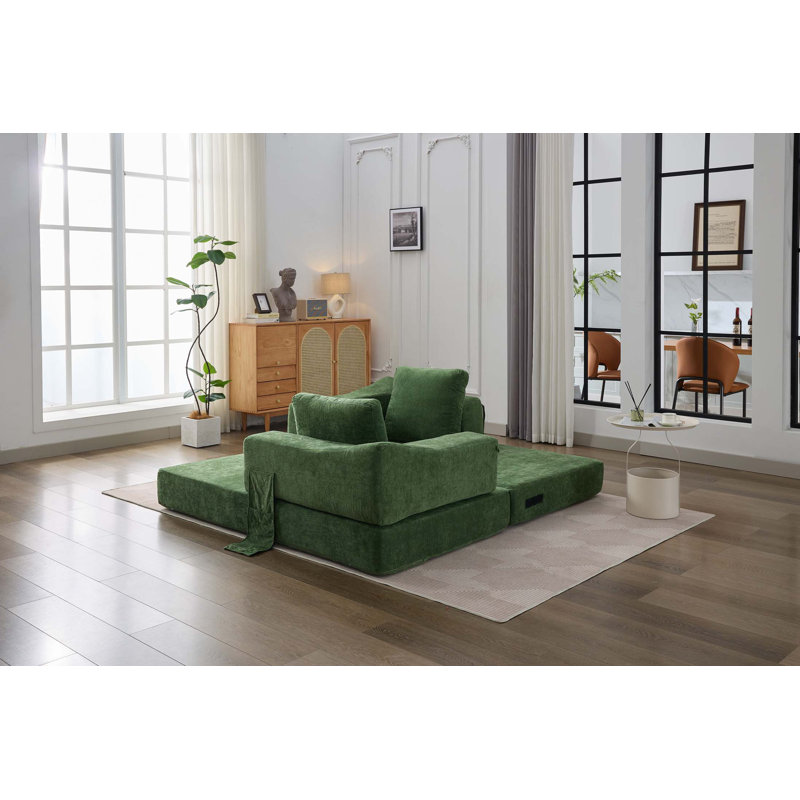Canapé moderne minimaliste, canapé-lit rabattable, canapé convertible et matelas pour salon, chambre à coucher, appartement, dossier amovible, vert
