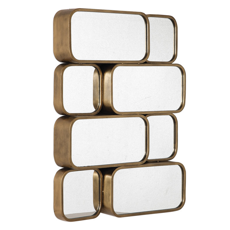 Gretchen Metal Rectangle Wall Mirror, Antique Gold