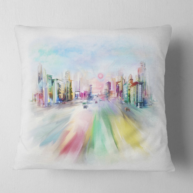 Coussin silhouette de paysage urbain Big City, 16 po x 1 po, Carré