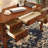 Nut-Brown Rectangular Solid Wood with 5 drawers desk-170496494
