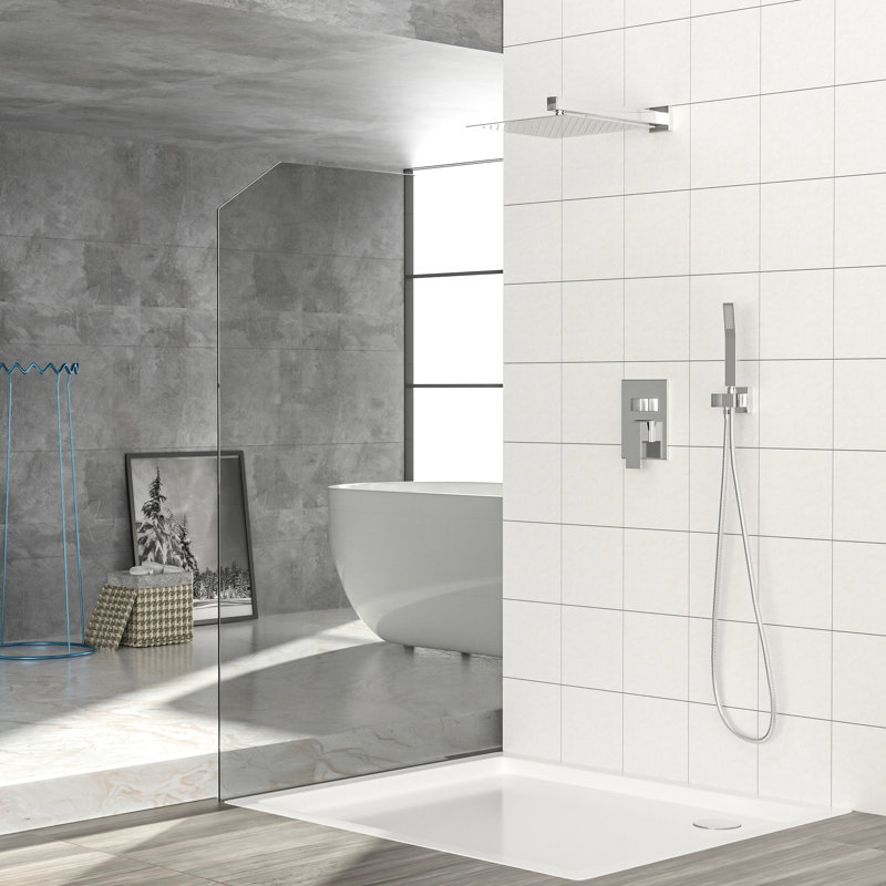 Wall Mounted Dual Shower - , With Rainfall Head And Handheld For Custom Bathing Square , Valve 1.8 Gpm Max Flow Rate