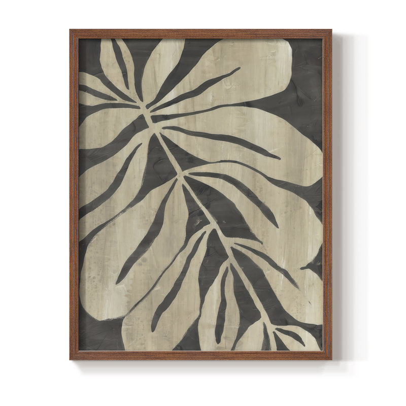 «Bold Leaf Fossil I», reproduction encadrée - bois massif, Noyer, H 21 po x l 17 po