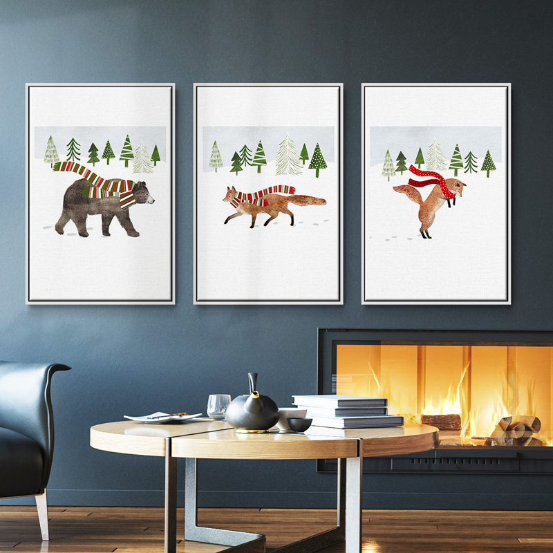 Woodland Christmas I 3 pièces, H 40 po x l 78 po, Blanc