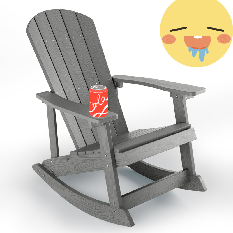 Outdoor Rocking Chair,Adirondack Rocking Chair,Patio Rocker Chair With Wide Back,Oversized Rocker Chair Look Like Real Wood, For Lawn, Porch, Backyard, Indoor And Garden, Gray