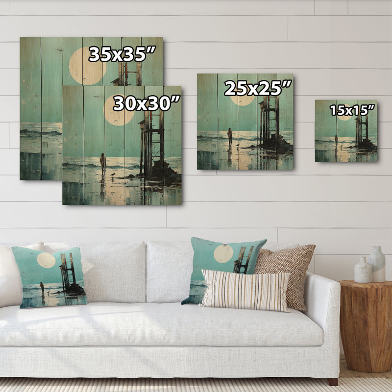 Pier Lone Pier Papercut I sur impression sur bois, H 15 po x l 15 po x P 0,78 po