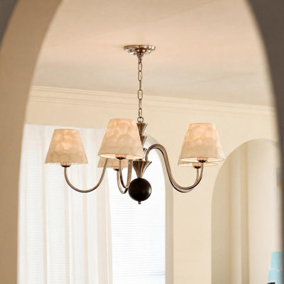 French Natural Shell Chandelier 5-Light Brushed Nickel