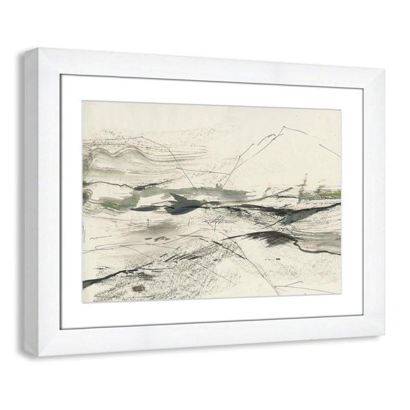 " Green Sketches " by PI Studio, Blanc, Cadre blanc en forme de cube blanc, H 18,5 po x l 24,5 po x P 1,25 po