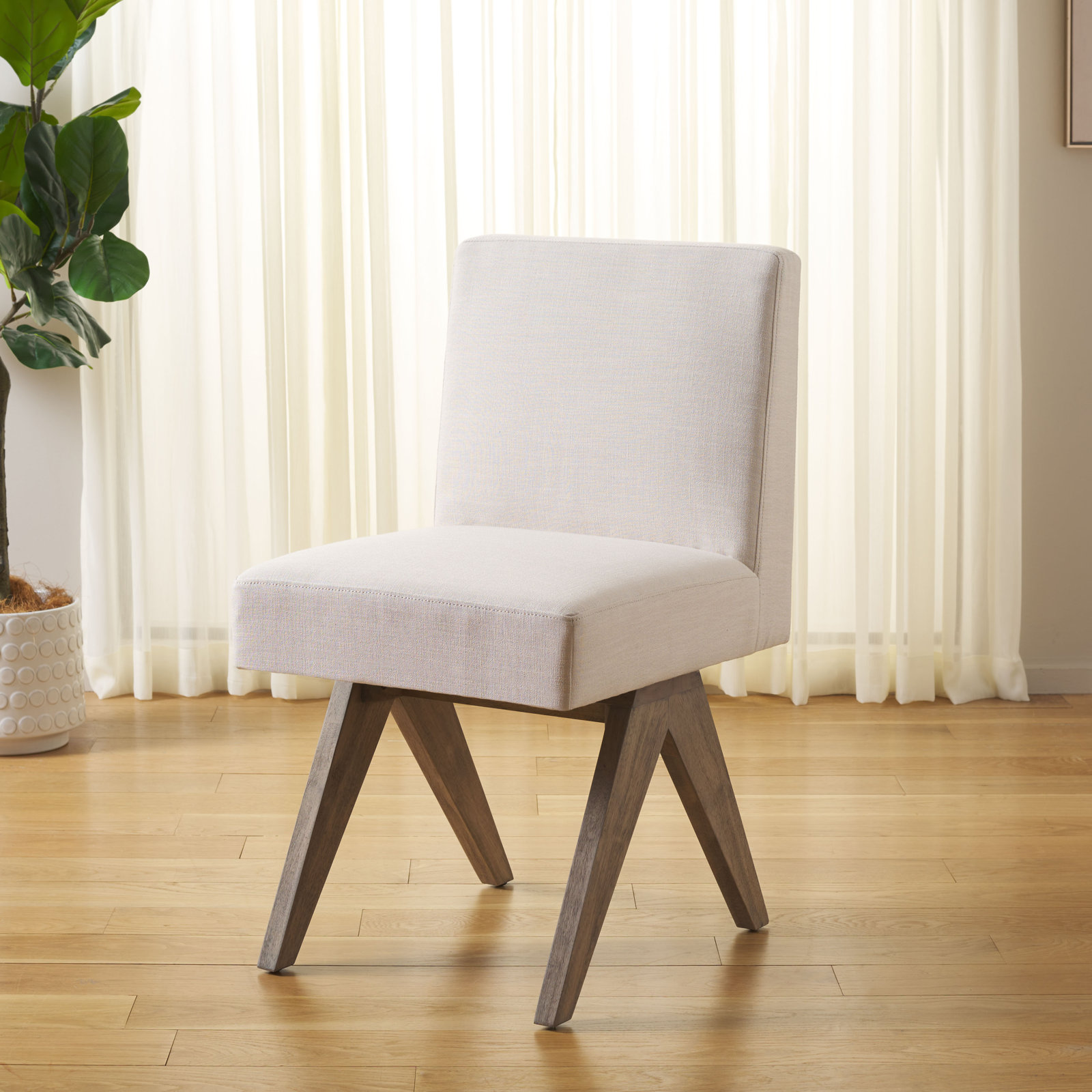 Springdale Linen Oak Parsons Dining Chair, White Washed