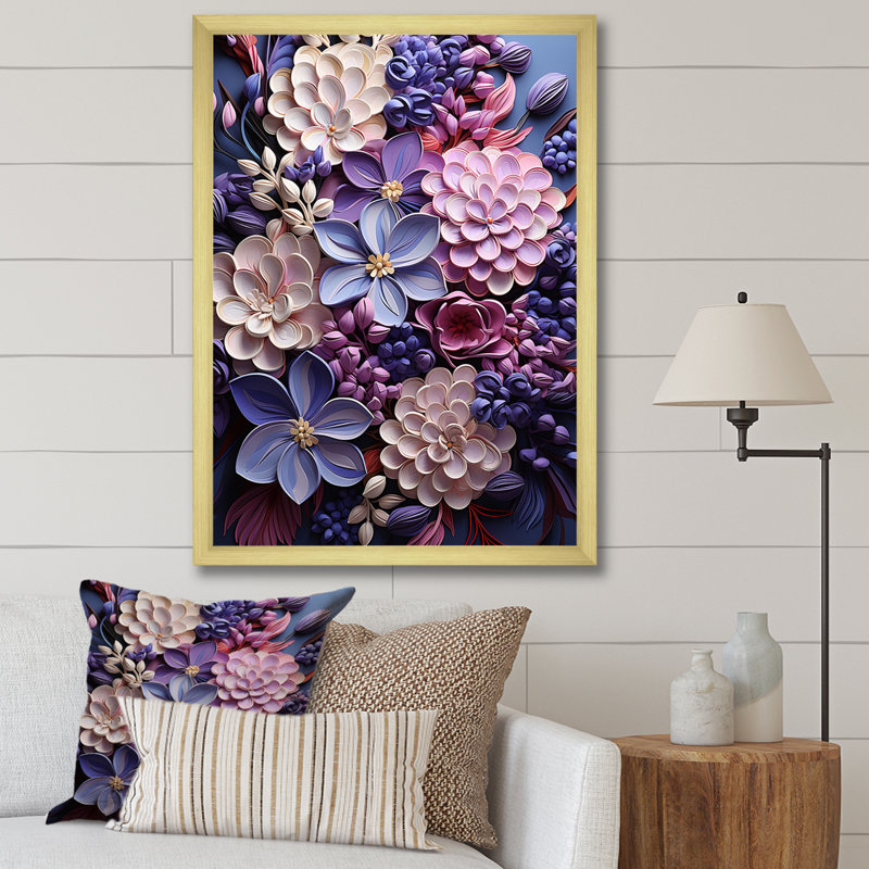 Serenity Lilac Magic, reproduction d'art sur toile encadrée, Cadre doré simple, H 44 po x l 34 po x P 1,5 po