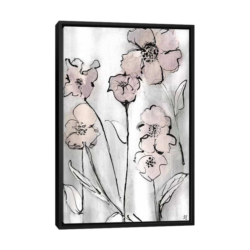 «Wildflowers II», reproduction sur toile, H 26 po x l 18 po x P 1,5 po, Toile avec cadre noir, Pas de tapis