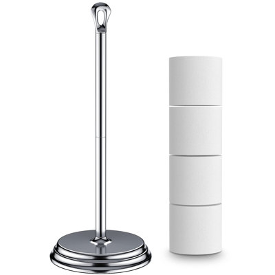 Porte-papier hygiénique avec support de papier hygiénique autoportant en métal antirouille pour salle de bain, porte-papier hygiénique (chrome poli)